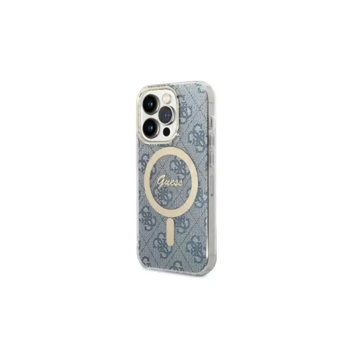 Guess csomag GUBPP14LH4EACSB - Guess MagSafe kék tok + Guess vezeték nélküli töltő Apple iPhone 14 Pro készülékhez