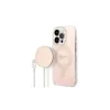 Guess csomag GUBPP14LH4EACSP - Guess MagSafe pink tok + Guess vezeték nélküli töltő Apple iPhone 14 Pro készülékhez
