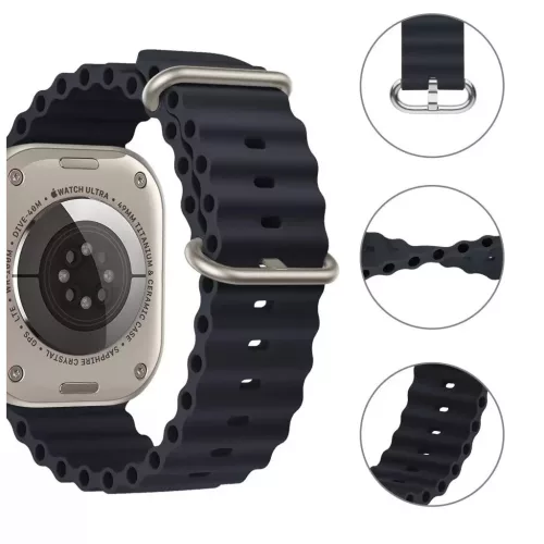 Tech-Protect ICONBAND PRO / ÓCEÁN óraszíj fekete Apple Watch 42mm (S1-S3) / 44mm / 45mm / 46mm / 49mm készülékhez