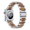 XPRO™ Apple Watch rozsdamentes acél fa berakással szíj Ezüst / Barna Apple Watch 42mm (S1-S3) / 44mm / 45mm / 46mm / 49mm készülékhez