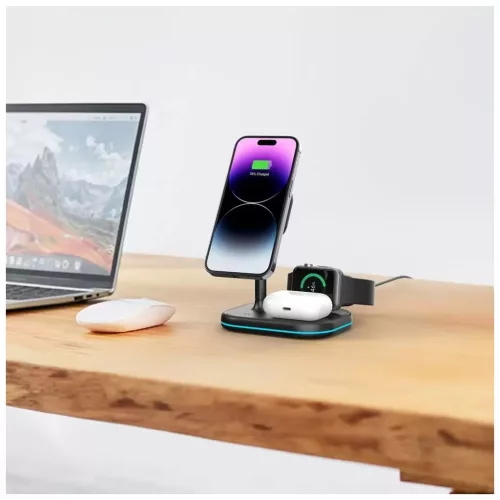 Tech-Protect QI15W-A27 3in1 MagSafe QI vezeték nélküli töltőállomás fekete