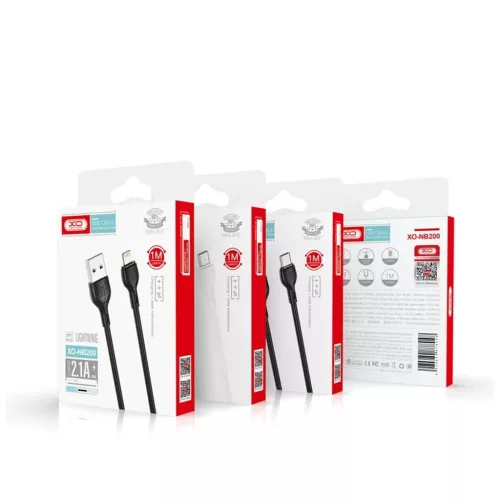 XO NB200 kábel USB-A / Lightning 1M 2.1A Fehér