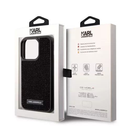 Karl Lagerfeld tok fekete KLHCP15LHDSPLK Apple Iphone 15 Pro készülékhez