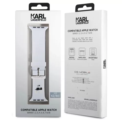 Karl Lagerfeld óraszíj fehér KLAWLSLCNH Apple Watch 42mm (S1-S3) / 44mm / 45mm / 46mm / 49mm készülékhez