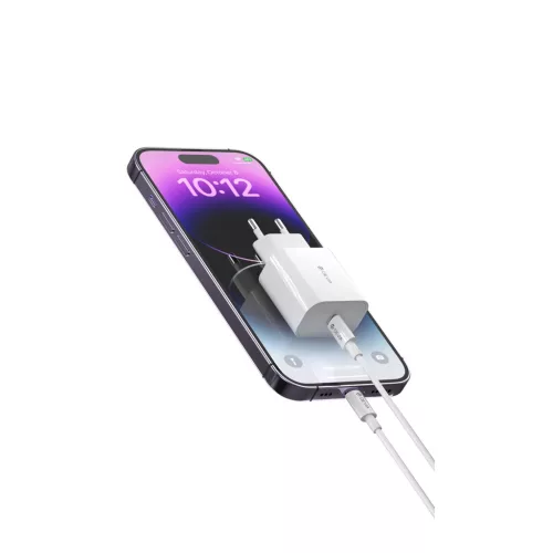 Devia PD Gyorstöltő szett Type-C kimenettel, Type-C to Lightning kábellel fehér 20W V2