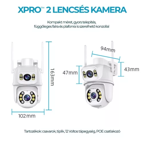 NAKAVISION C1 3+3MP DUAL Okos IP kamera - FEHÉR