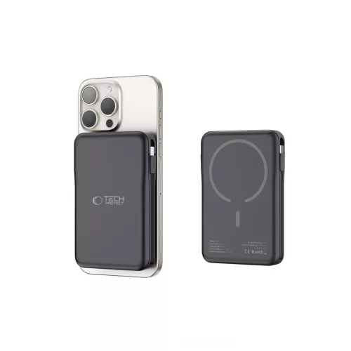 Tech-Protect PB31 Magsafe powerbank beépített kábelekkel 10000mAh fekete