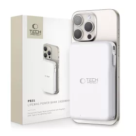   Tech-Protect PB31 Magsafe powerbank beépített kábelekkel 10000mAh fehér