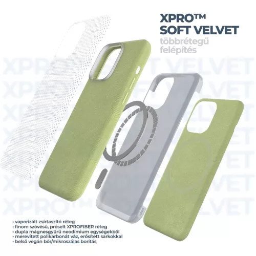 XPRO™ Soft Velvet Magsafe tok Apple iPhone 16 készülékhez - Zöld