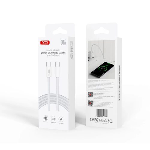 XO kábel NB-Q260B PD USB-C - USB-C 1,5m white 60W