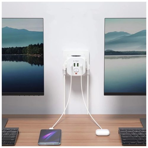 Tech-Protect PCL3X4 Power Socket elosztó - 2*USB-C + 2*USB-A + 3 hálózati töltőlyuk