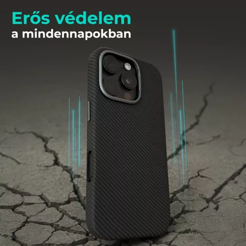 XPRO™ CarbonSkin MagSafe fekete tok Apple iPhone 16e/17e készülékhez - ECO csomagolással