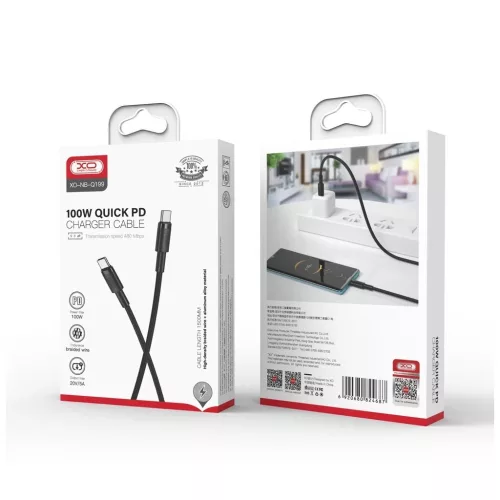 XO kábel NB-Q199 PD USB-C - USB-C 1,5m 100W Fekete
