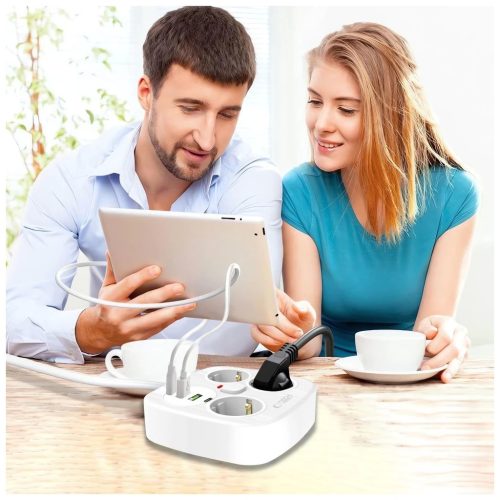 Tech-Protect PCS3X4 Power Strip elosztó 2*USB-C+2*USB-A 2M fehér