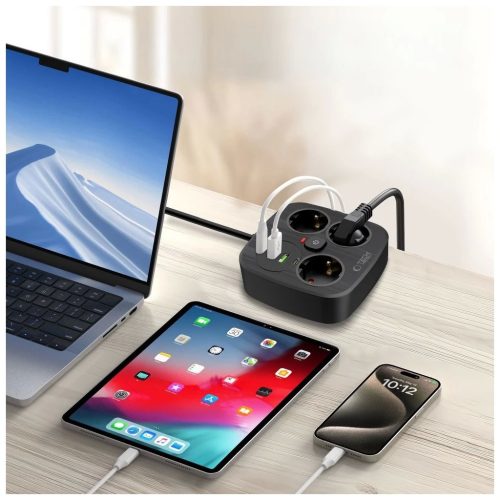 Tech-Protect PCS3X4 Power Strip elosztó 2*USB-C+2*USB-A 2M fekete