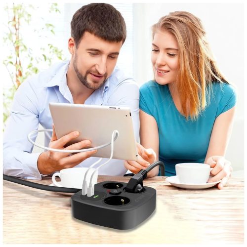 Tech-Protect PCS3X4 Power Strip elosztó 2*USB-C+2*USB-A 2M fekete