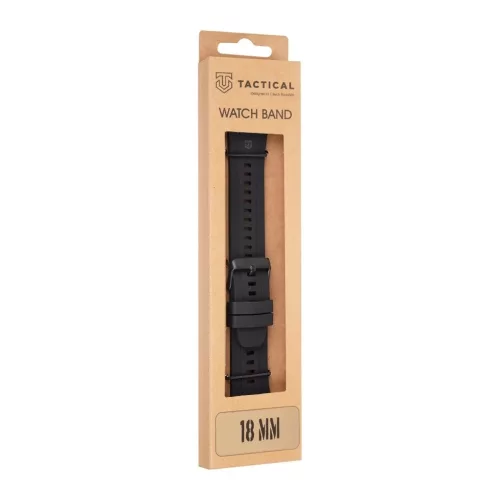 Tactical Quick Release Fekete szilikon univerzális óraszíj 18mm Samsung / Huawei / Honor / Garmin / Amazfit készülékekhez