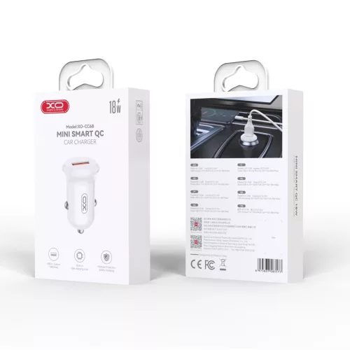 XO CC68 autós töltő USB-A 18W	fehér