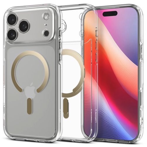 Spigen Ultra Hybrid MagSafe védőtok Apple iPhone 17 Pro készülékhez, clear gold