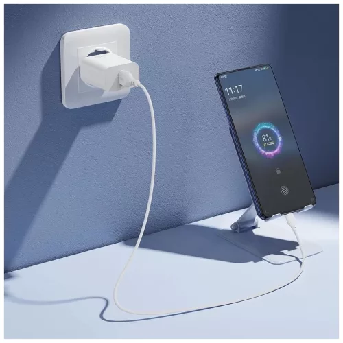 XO CE33 Fehér Hálózati Töltő szett QC 18W 1*USB-A + USB-C kábellel	
