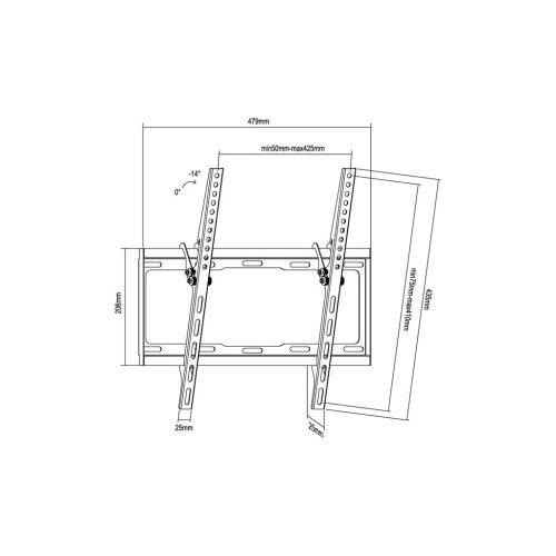 Equip TV Fali konzol - 650311 (32"-55", dönthető, faltávolság: 25mm, Max.: 35kg, fekete)