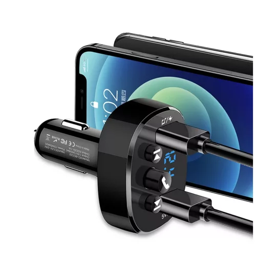 XO BCC02 FM-adó és Bluetooth MP3 autós töltő 15W fekete