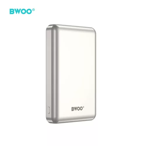 BWOO P82 BO hordozható akkumulátor 10000 mAh 15 W vezeték nélküli töltéssel világosszürke