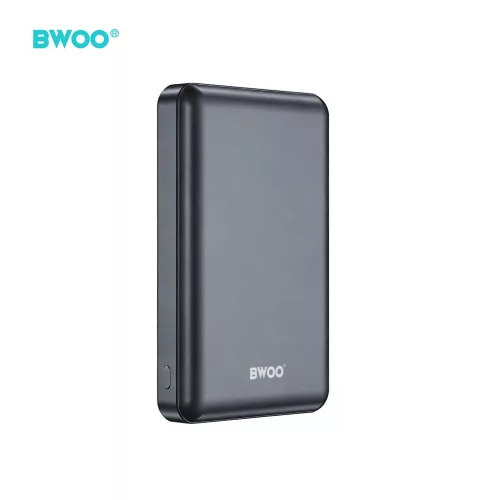BWOO P82 BO külső akkumulátor 10000 mAh 15 W vezeték nélküli töltéssel sötétszürke