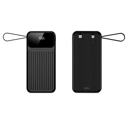 Maxlife külső akkumulátor MXPB-06 10000 mAh beépített kábelekkel PD QC 22,5 W fekete