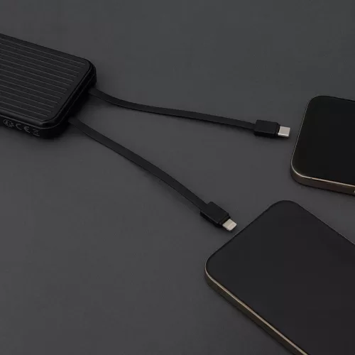 Maxlife külső akkumulátor MXPB-06 10000 mAh beépített kábelekkel PD QC 22,5 W fekete
