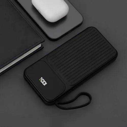 Maxlife külső akkumulátor MXPB-06 10000 mAh beépített kábelekkel PD QC 22,5 W fekete