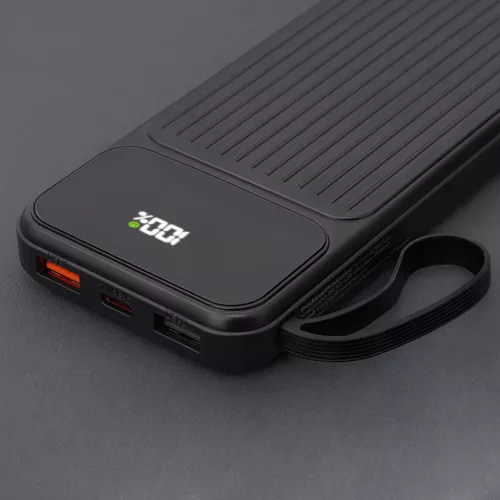 Maxlife külső akkumulátor MXPB-06 10000 mAh beépített kábelekkel PD QC 22,5 W fekete