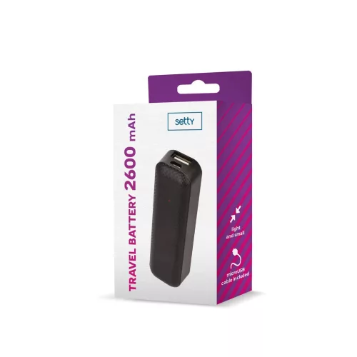 Setty mini külső akkumulátor 2600 mAh fekete