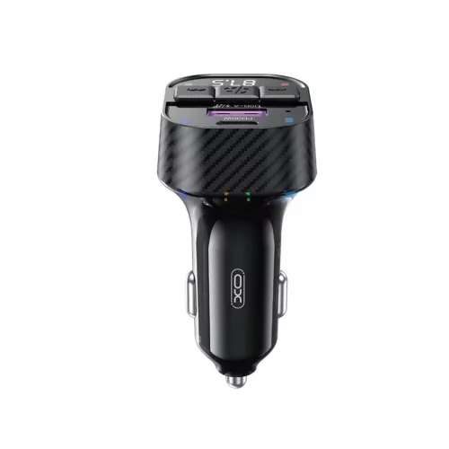 XO BCC17 FM-transzmitter Bluetooth MP3 autós töltő 30W + USB-C–USB-C kábel fekete