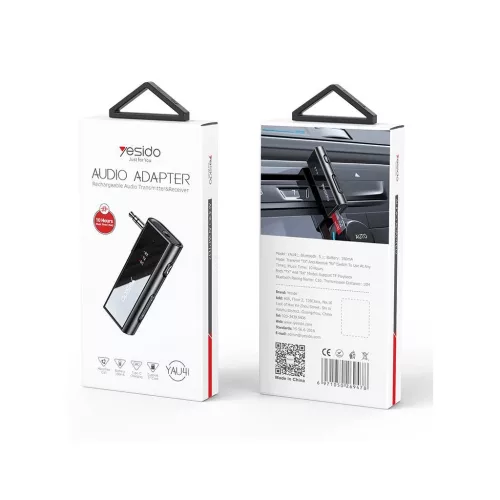 YESIDO YAU41 BT adó + 3,5MM audio adapter 2IN1 fekete