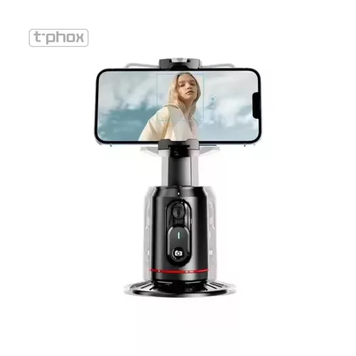 T-PHOX ICIRCLE 360°-os AI-alapú arckövetéses stabilizátor- és állványtartó, fekete