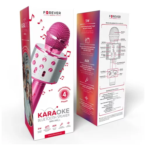 Forever BMS-300 Lite Bluetooth mikrofon hangszóróval rózsaszín