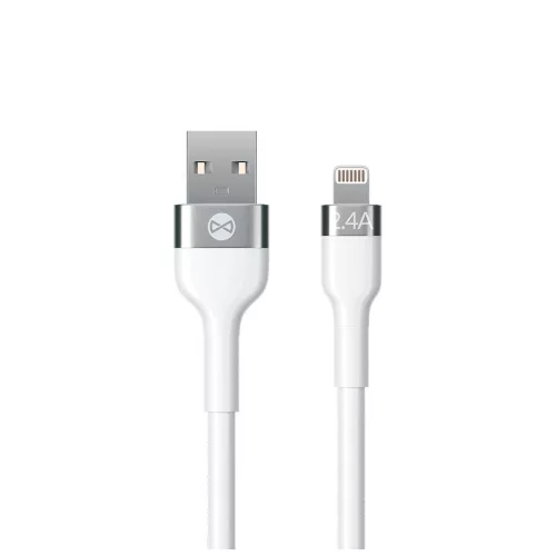 Forever rugalmas USB–Lightning kábel 1,0 m, 2,4 A, fehér
