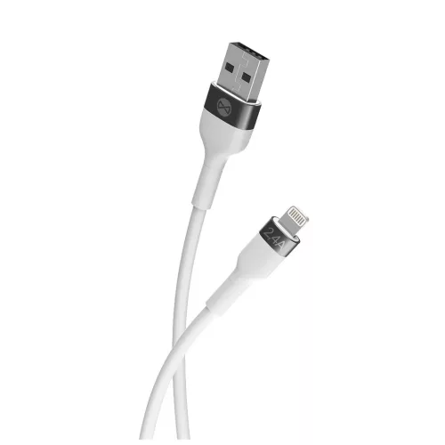 Forever rugalmas USB–Lightning kábel 1,0 m, 2,4 A, fehér