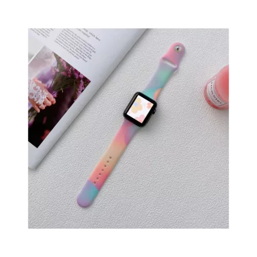 Apple Watch 38/40/41 mm készülékhez szilikon szíj (97+110) szivárvány