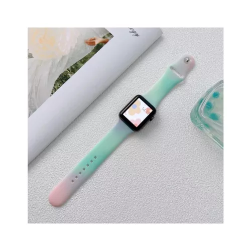 Szilikon szíj Apple Watch 38/40/41 mm készülékhez (97+110 mm) mentazöld