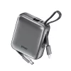 BWOO külső akkumulátor P74 22.5W 10000 mAh 2 beépített kábel (1 x USB-C, 1 x Lightning) fekete