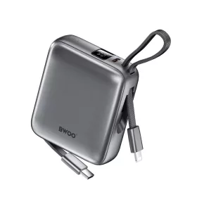   BWOO külső akkumulátor P74 22.5W 10000 mAh 2 beépített kábel (1 x USB-C, 1 x Lightning) fekete