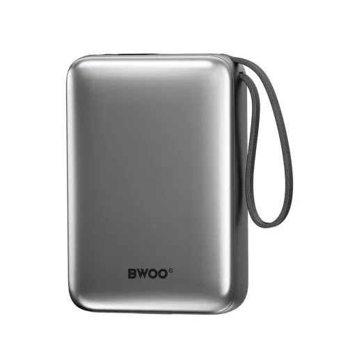 BWOO powerbank P73 22.5W 20000 mAh beépített 1 x USB-C és 1 x Lightning kábelekkel fekete