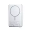 BWOO alumínium mágneses hordozható akkumulátor P75 PD 20W 5000 mAh digitális kijelzővel USB-C porttal ezüst