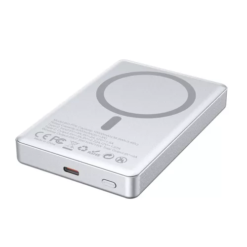 BWOO ultravékony alumínium mágneses powerbank P76 10000 mAh PD 20W digitális kijelzővel és USB-C porttal fekete