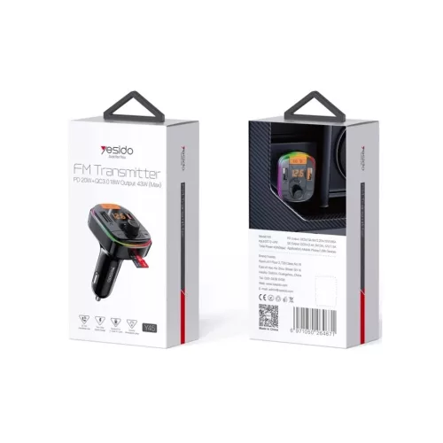 YESIDO Y45 BT5.0 FM adó 43W LED 2× USB-A+C microSD fekete