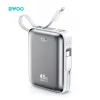 BWOO hordozható töltő P77 45W 10000 mAh USB-C és Lightning kábellel, szürke