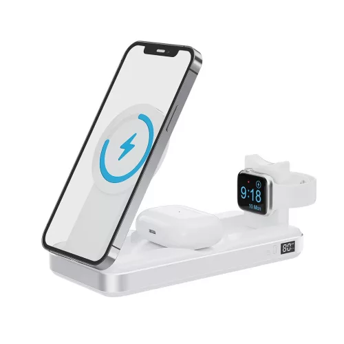Forever vezeték nélküli mágneses 3in1 powerbank MATB-300 10000 mAh fehér