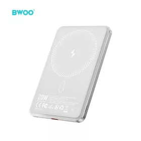   BWOO ultravékony külső akkumulátor 20W 5000mAh mágneses töltéssel P79 világosszürke
